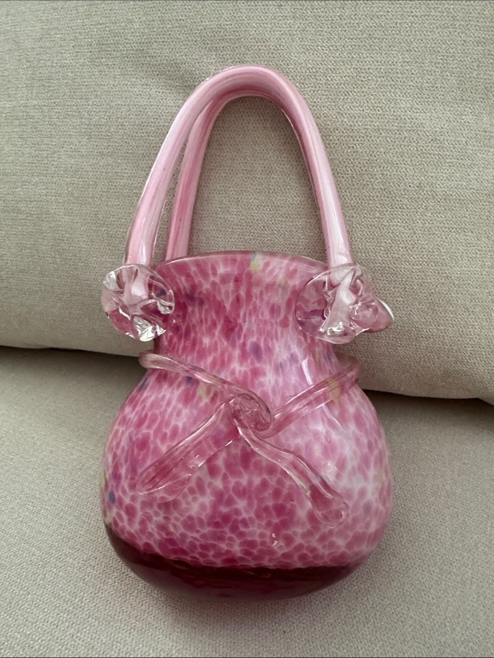 Catherine Pink Purse Blown Glass Decor Item